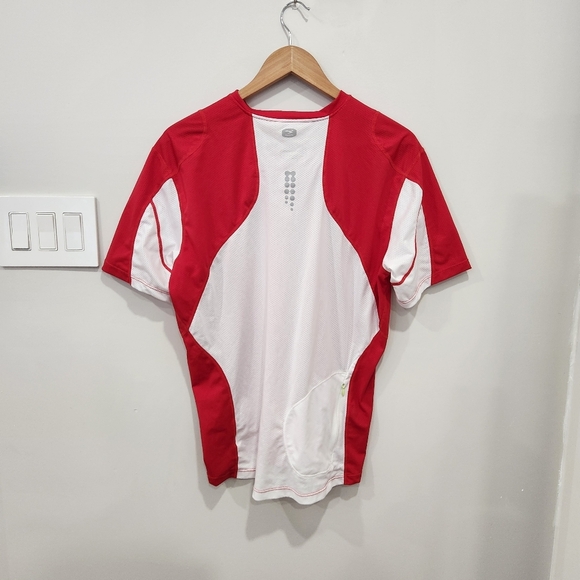 Sugoi Cycling Jersey Crew Neck Shirt Red White Zip Back Pocket Mens Large - Picture 3 of 11